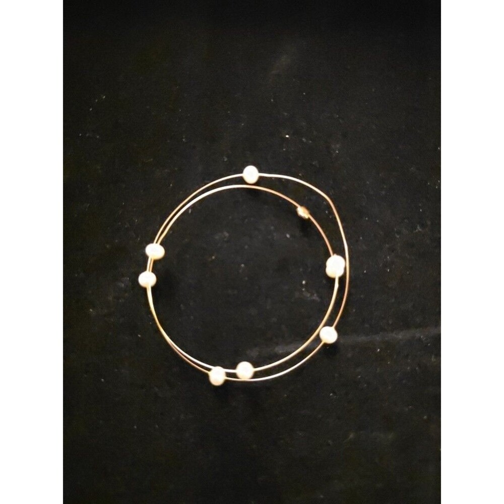 14k 585 Yellow Gold Bracelet with Faux Beaded Gold Colored Pearls